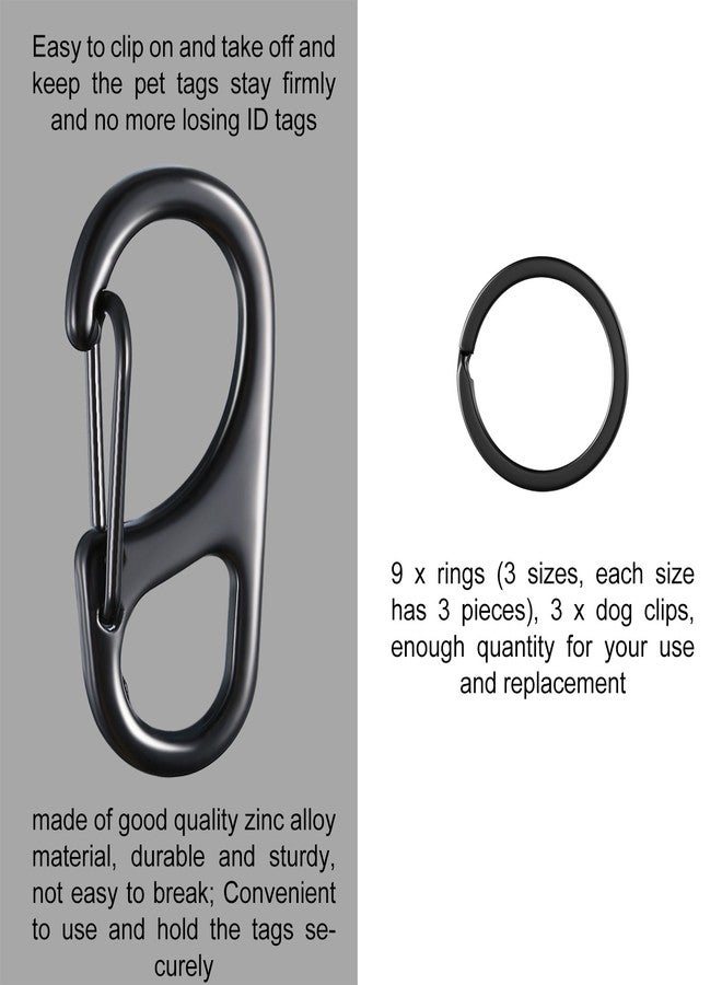 Jovitec 12 Pieces Dog Tag Clips Pet Tag Rings ID Holder for Dogs and Cats, 3 Sizes - Image 2